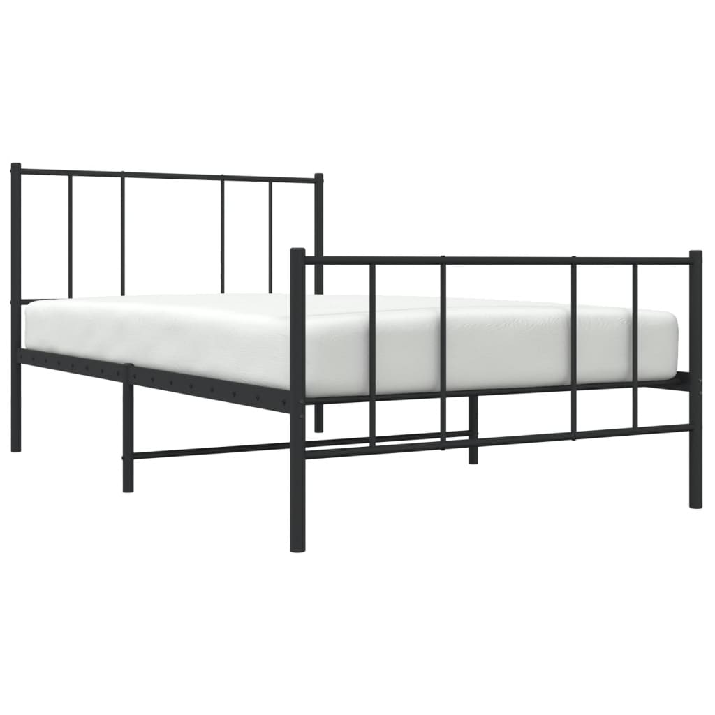 vidaXL Estrutura de cama com cabeceira e pés 75x190 cm metal preto