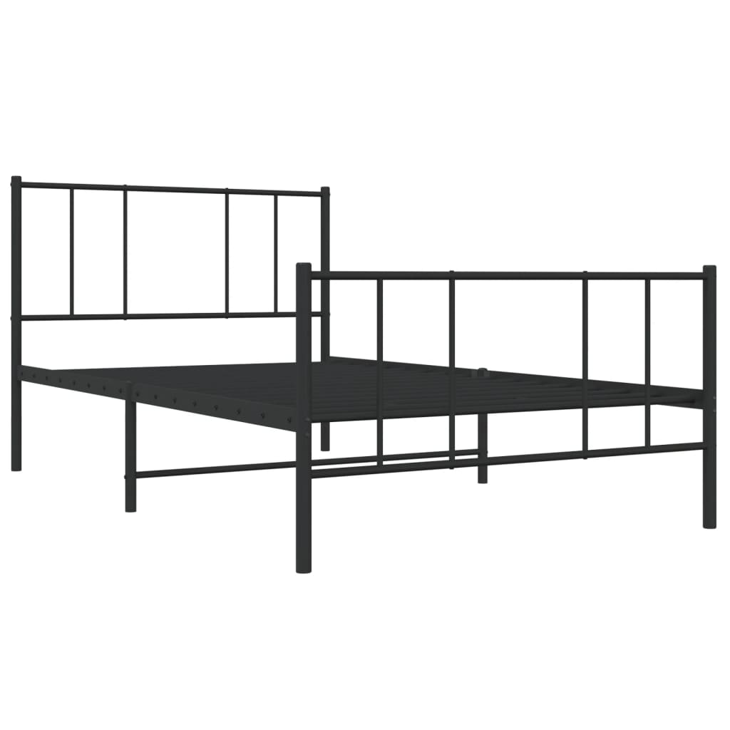 vidaXL Estrutura de cama com cabeceira e pés 75x190 cm metal preto