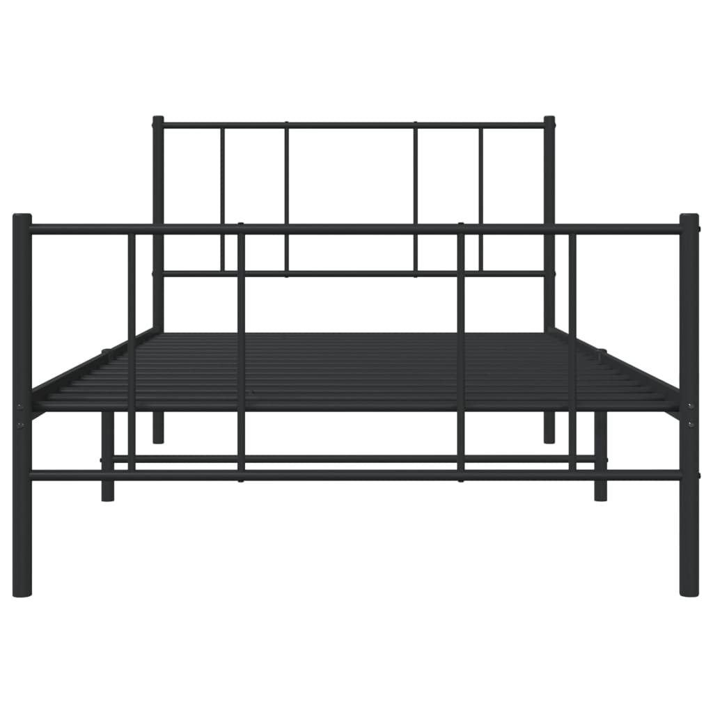 vidaXL Estrutura de cama com cabeceira e pés 75x190 cm metal preto