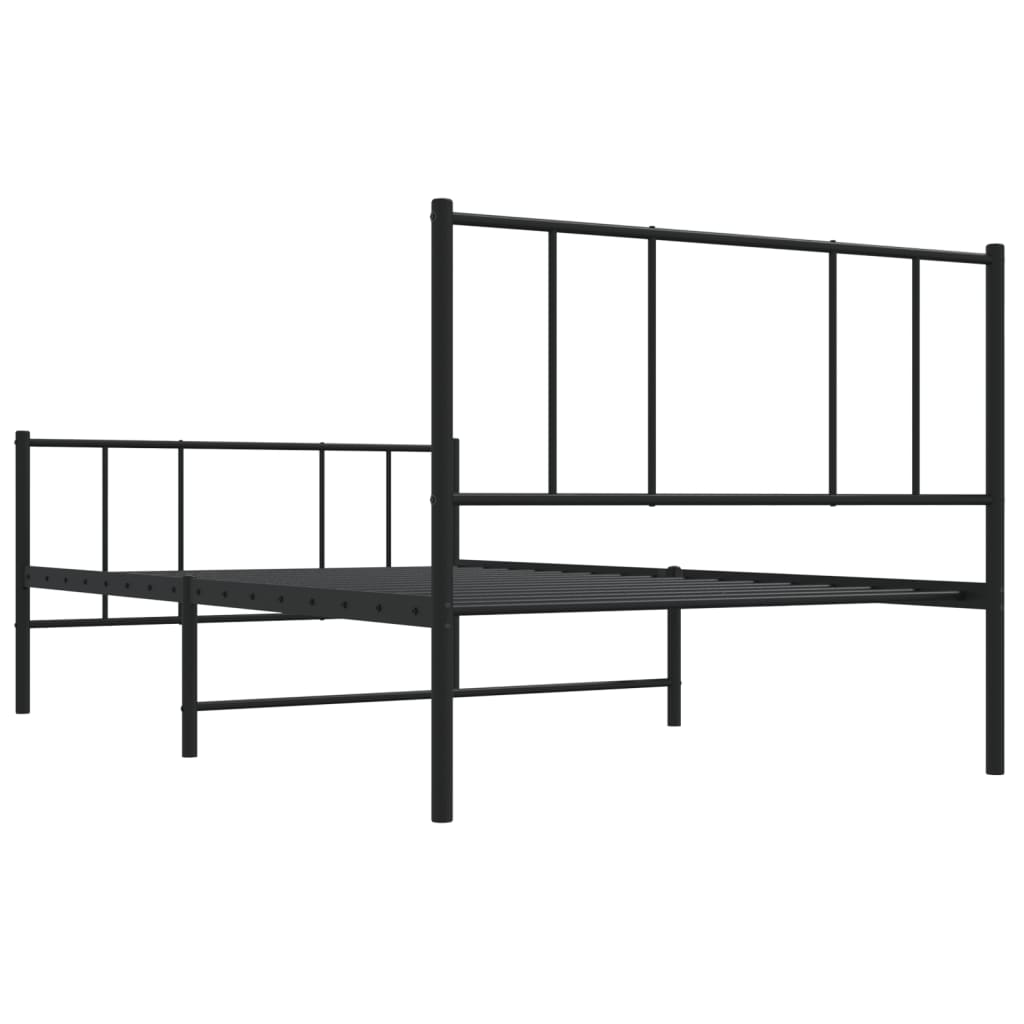 vidaXL Estrutura de cama com cabeceira e pés 75x190 cm metal preto