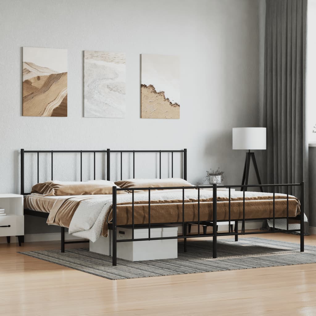 vidaXL Estrutura de cama com cabeceira e pés 193x203 cm metal preto