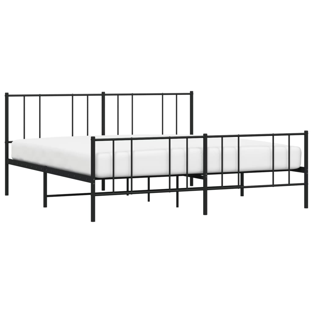 vidaXL Estrutura de cama com cabeceira e pés 193x203 cm metal preto