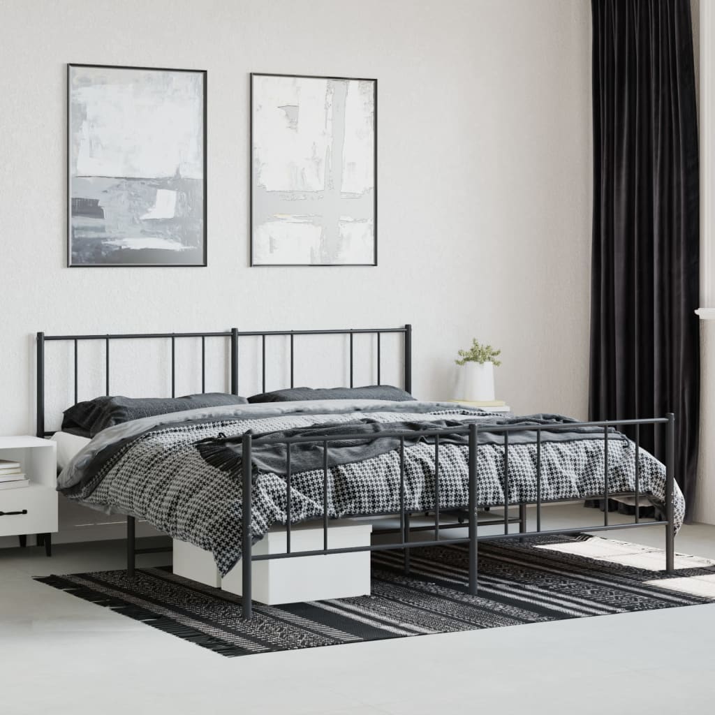 vidaXL Estrutura de cama com cabeceira e pés 193x203 cm metal preto