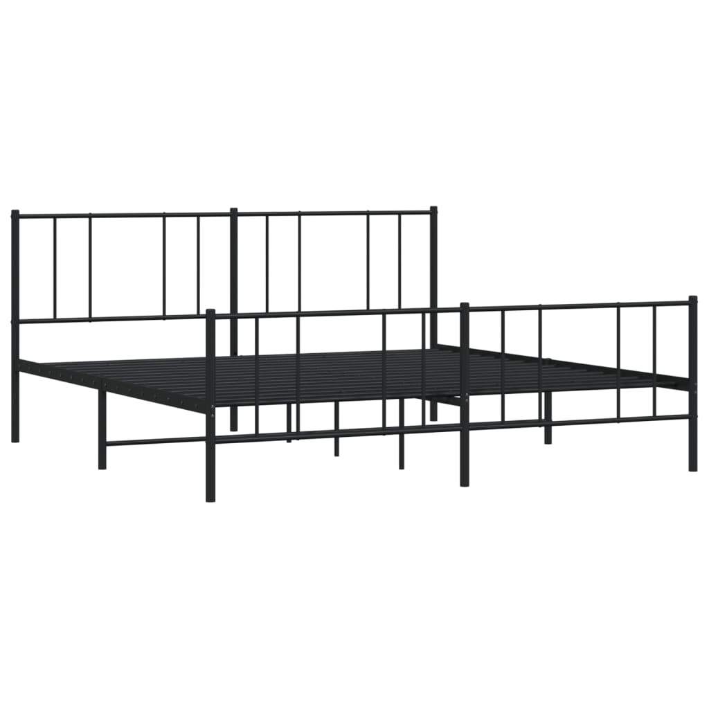 vidaXL Estrutura de cama com cabeceira e pés 193x203 cm metal preto