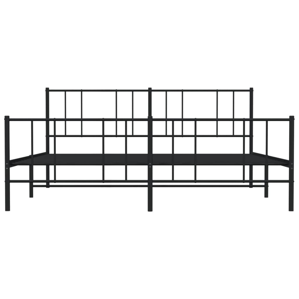 vidaXL Estrutura de cama com cabeceira e pés 193x203 cm metal preto