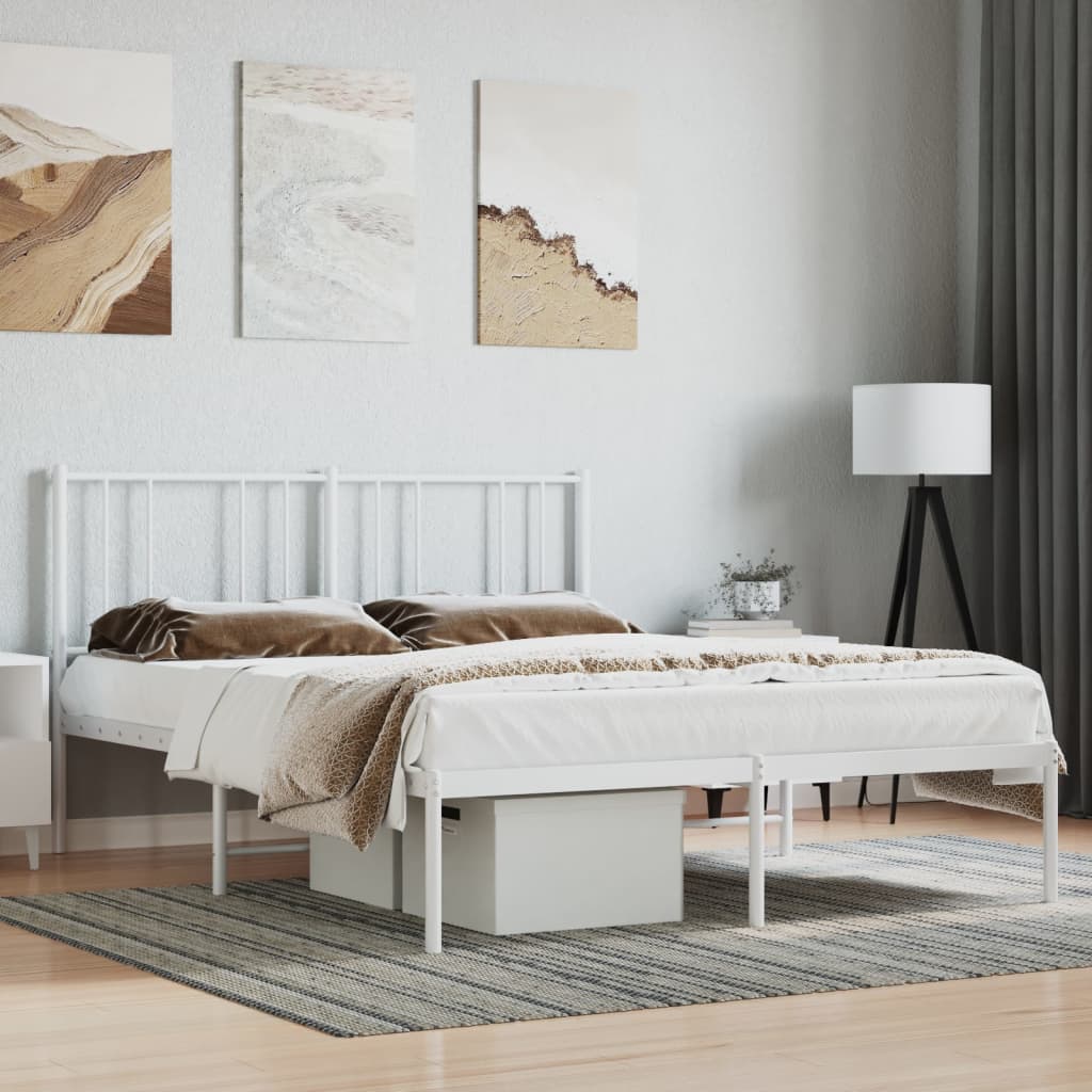 vidaXL Estrutura de cama com cabeceira 120x200 cm metal branco