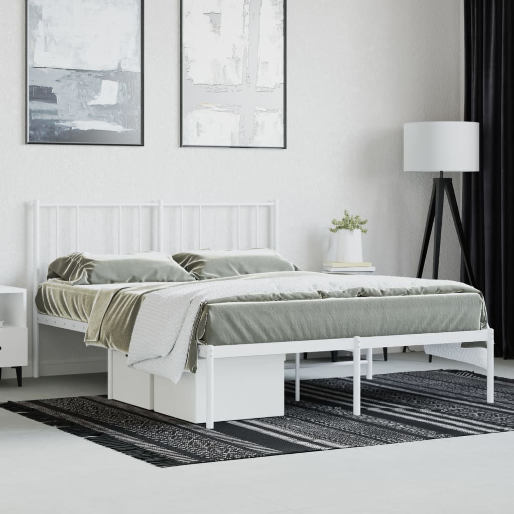 vidaXL Estrutura de cama com cabeceira 120x200 cm metal branco