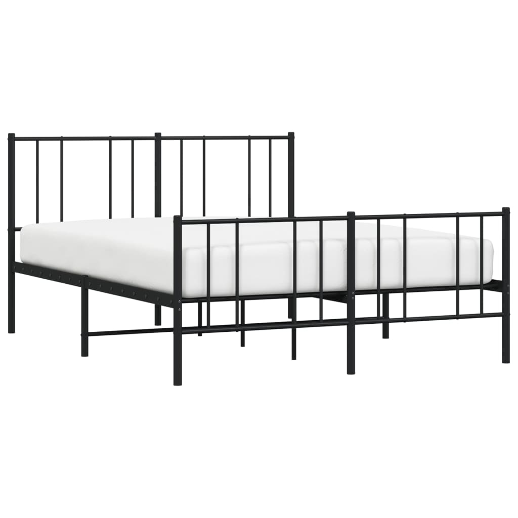 vidaXL Estrutura de cama com cabeceira e pés 135x190 cm metal preto