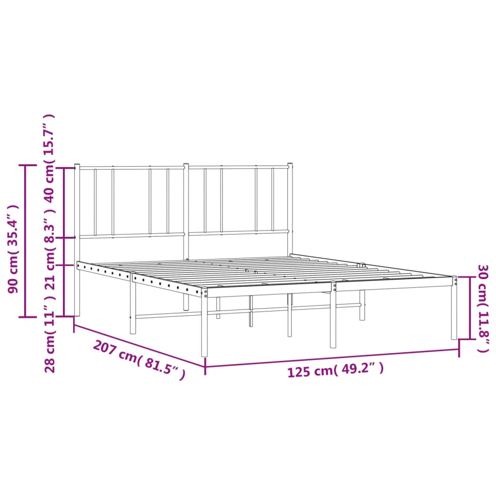 vidaXL Estrutura de cama com cabeceira 120x200 cm metal branco