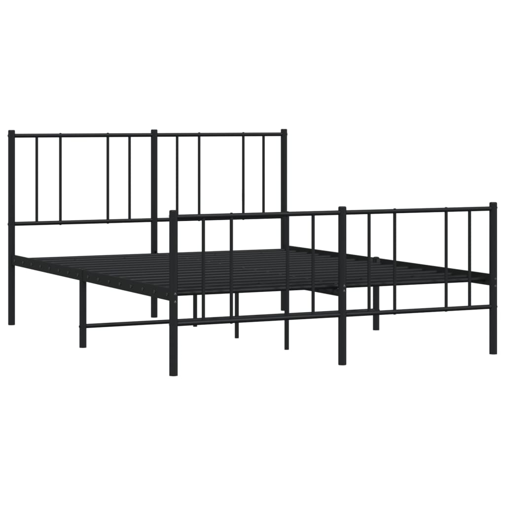 vidaXL Estrutura de cama com cabeceira e pés 135x190 cm metal preto