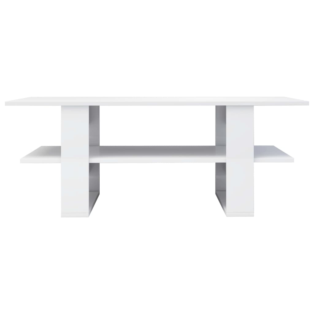 vidaXL Mesa de centro 110x55x42 cm contraplacado branco brilhante