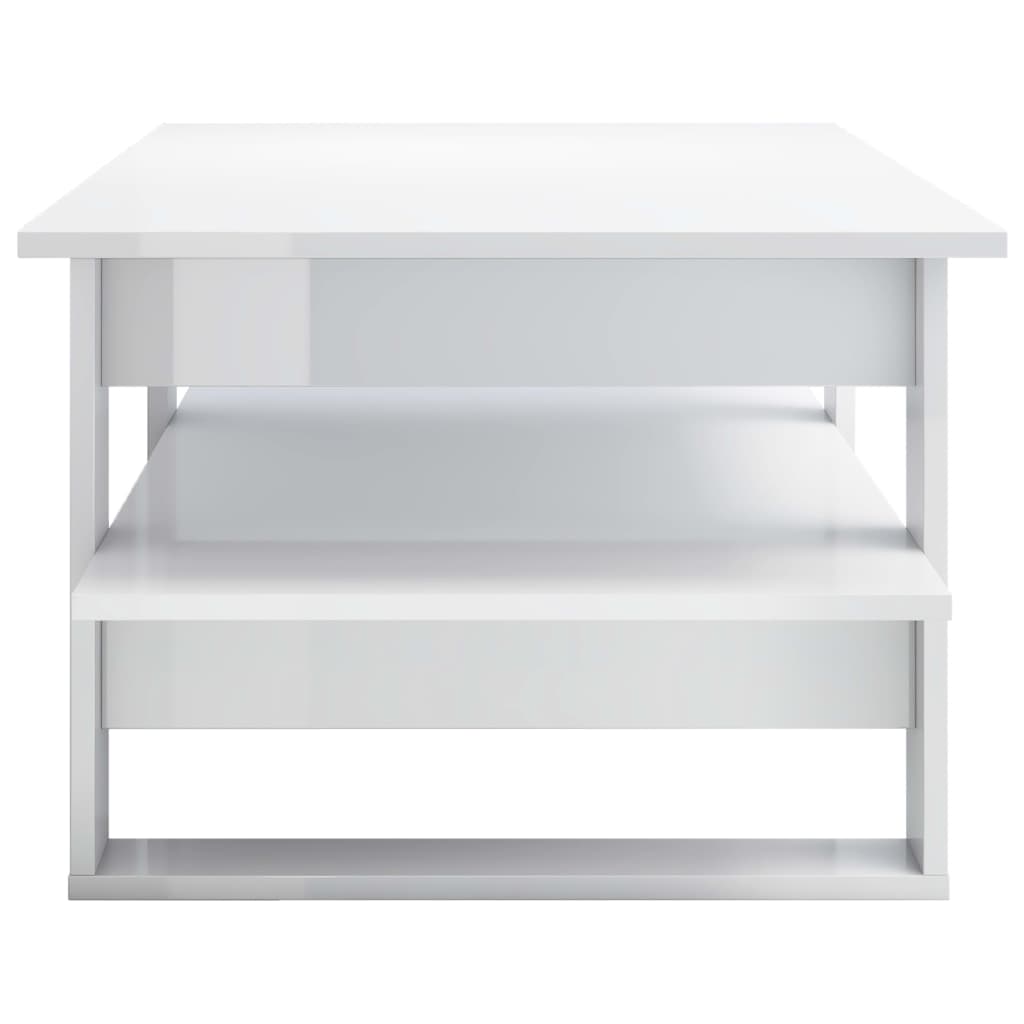 vidaXL Mesa de centro 110x55x42 cm contraplacado branco brilhante