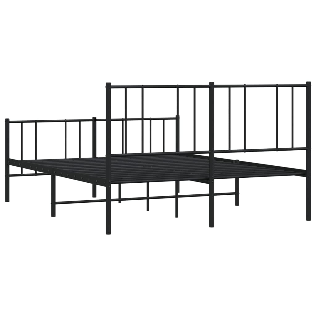 vidaXL Estrutura de cama com cabeceira e pés 135x190 cm metal preto