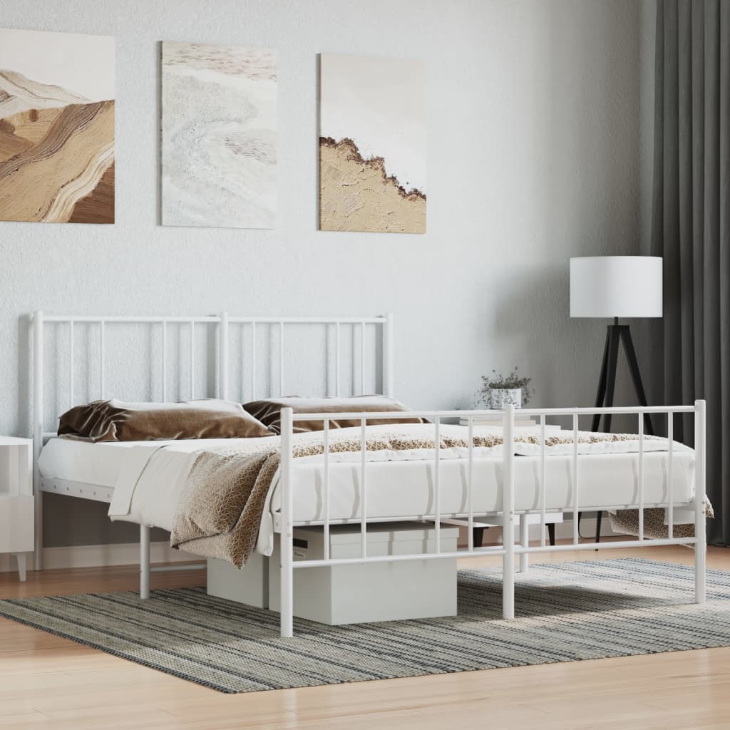 vidaXL Estrutura de cama com cabeceira e pés 160x200 cm metal branco