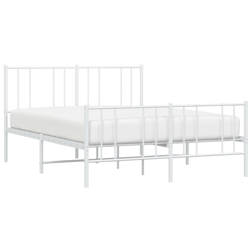 vidaXL Estrutura de cama com cabeceira e pés 160x200 cm metal branco