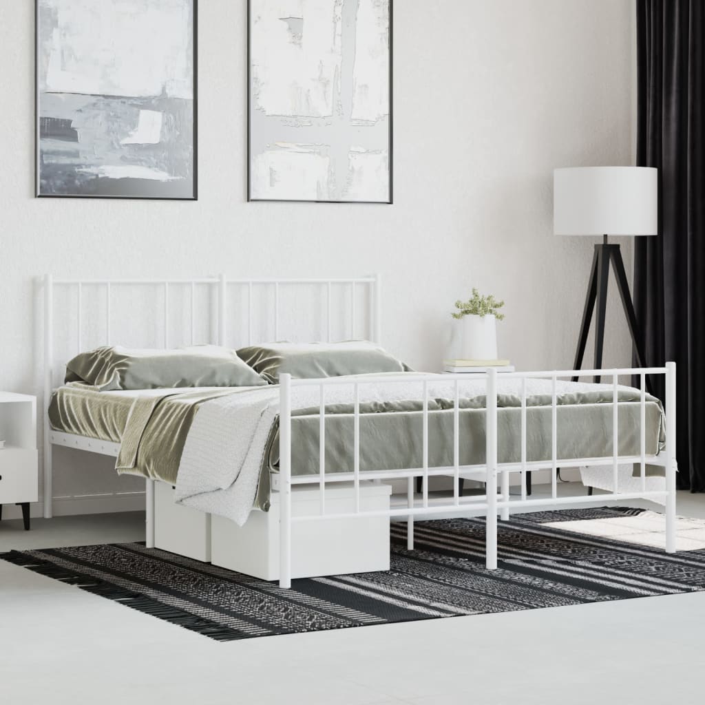 vidaXL Estrutura de cama com cabeceira e pés 160x200 cm metal branco