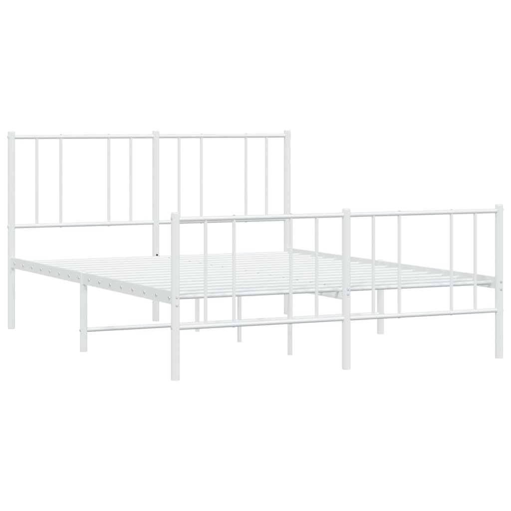 vidaXL Estrutura de cama com cabeceira e pés 160x200 cm metal branco