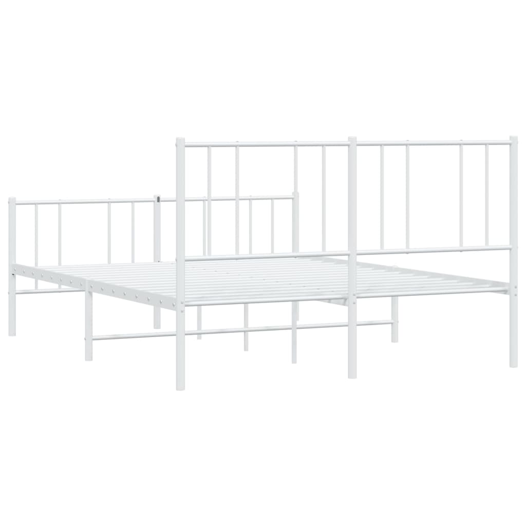 vidaXL Estrutura de cama com cabeceira e pés 160x200 cm metal branco