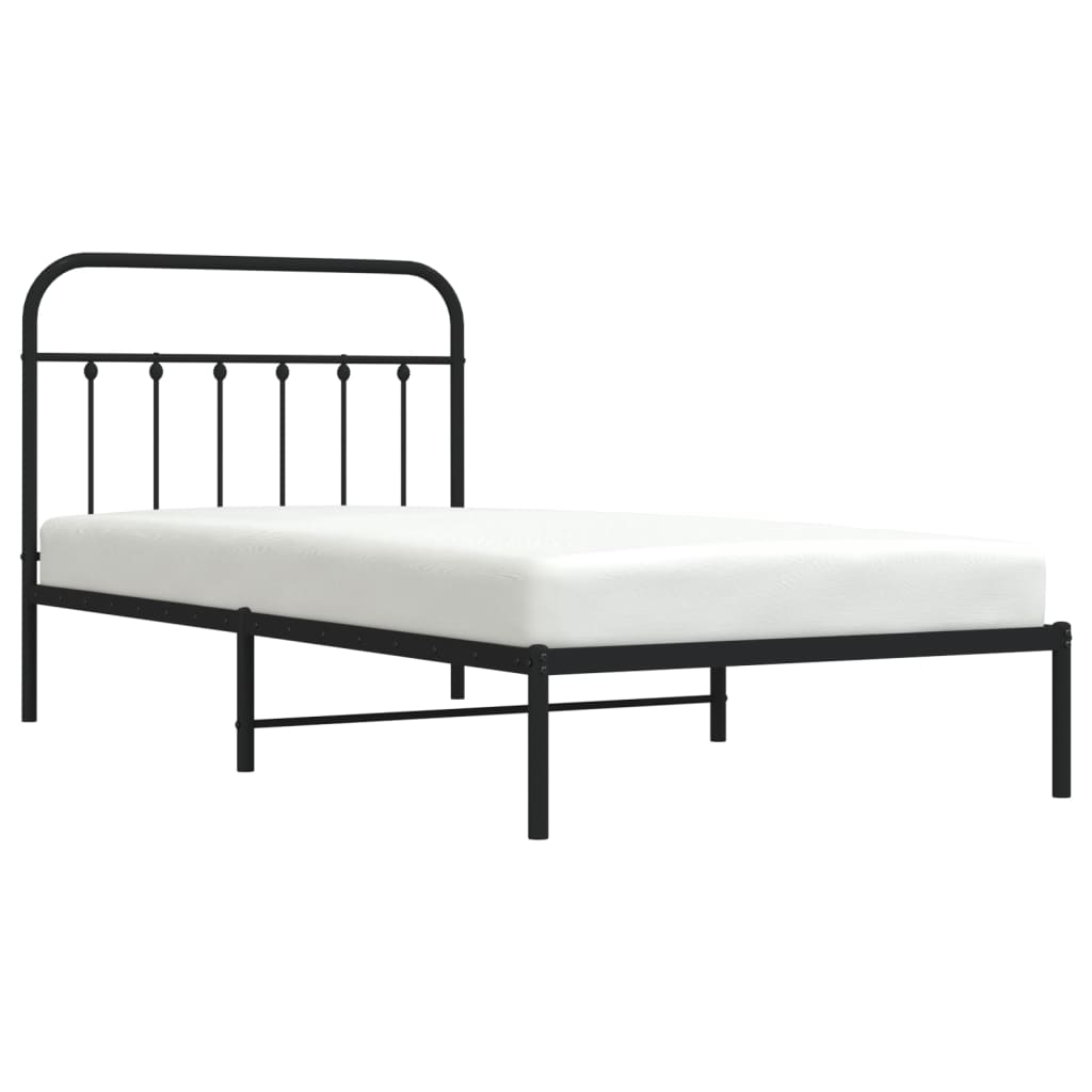 vidaXL Estrutura de cama com cabeceira 100x200 cm metal preto