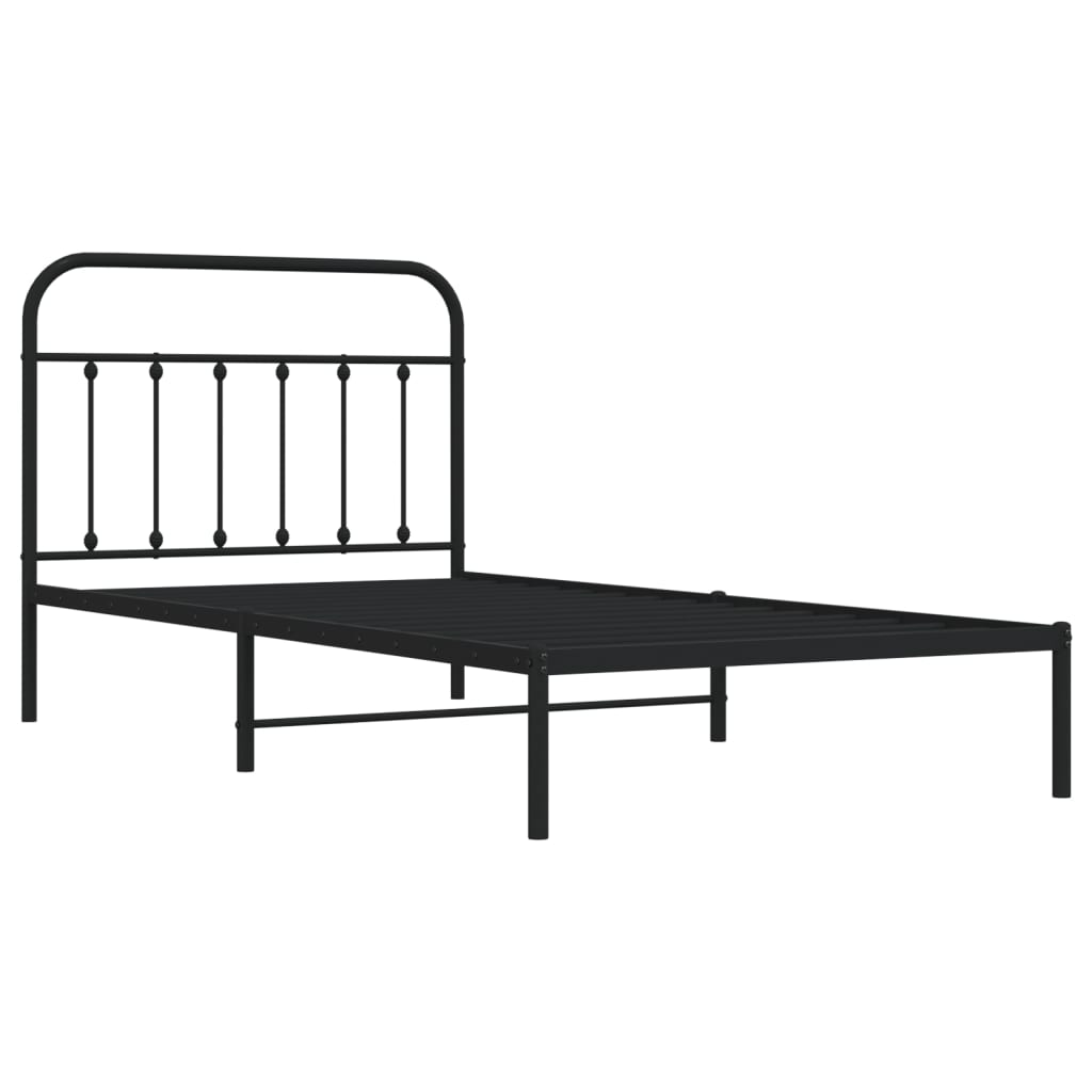 vidaXL Estrutura de cama com cabeceira 100x200 cm metal preto