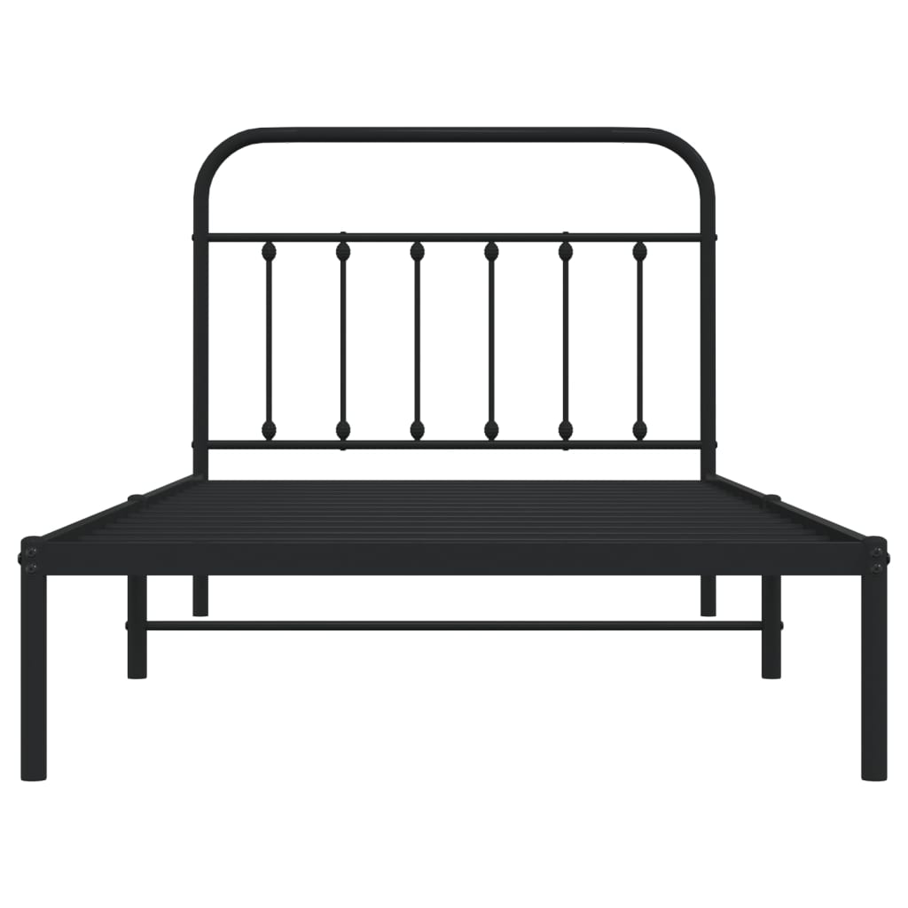 vidaXL Estrutura de cama com cabeceira 100x200 cm metal preto