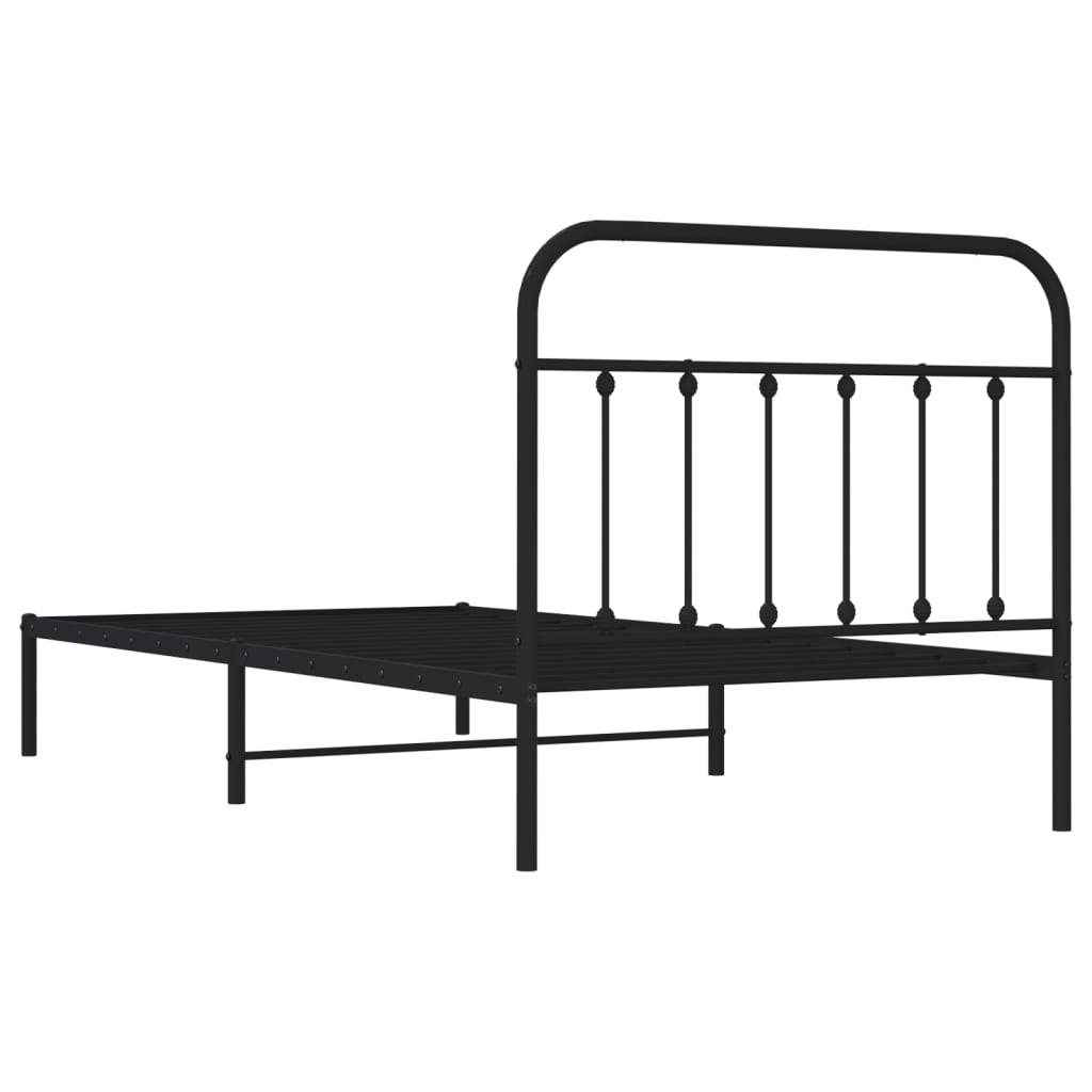 vidaXL Estrutura de cama com cabeceira 100x200 cm metal preto