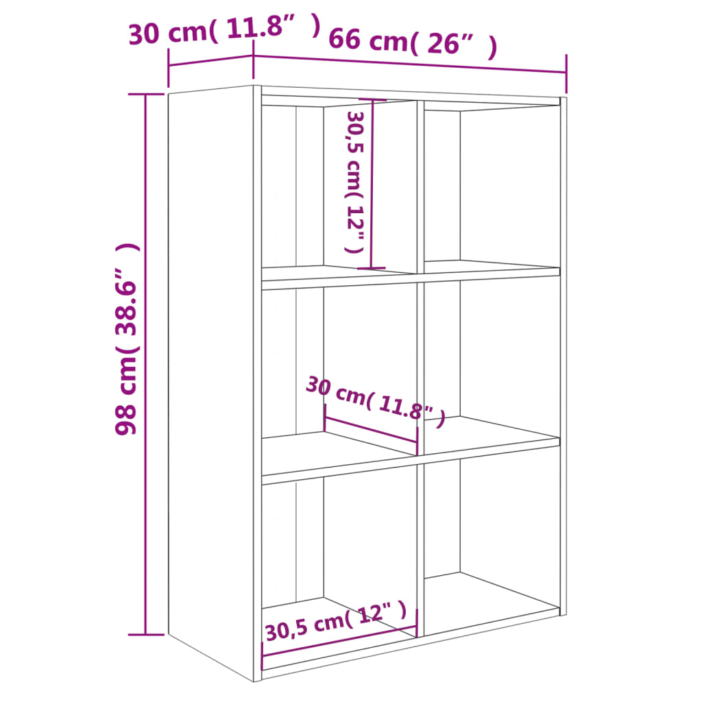 vidaXL Estante/aparador 66x30x98 cm contrapl. branco/carvalho sonoma