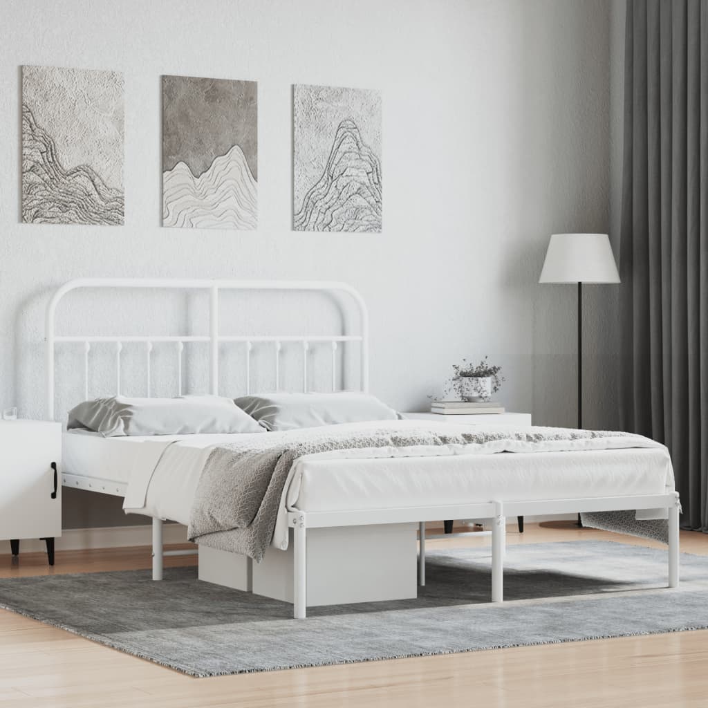 vidaXL Estrutura de cama com cabeceira 140x200 cm metal branco