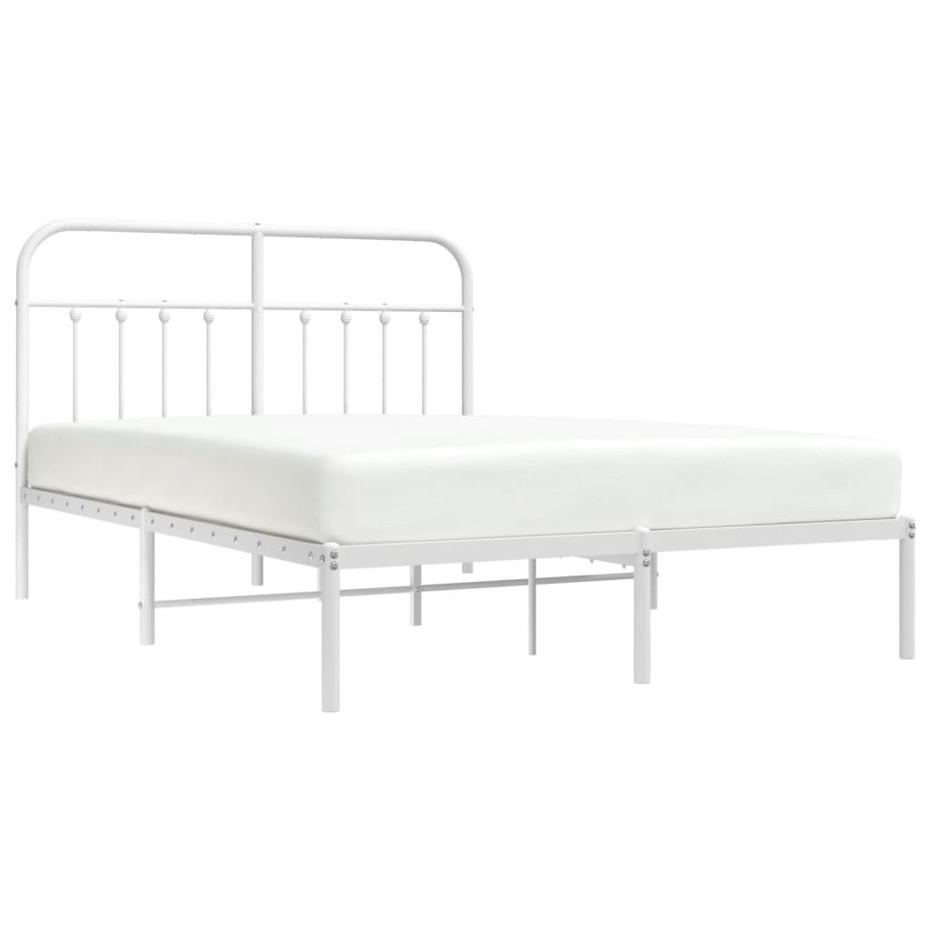 vidaXL Estrutura de cama com cabeceira 140x200 cm metal branco