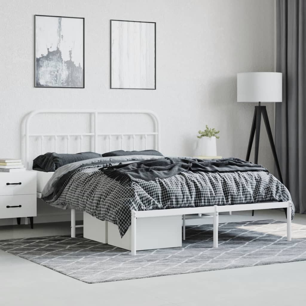 vidaXL Estrutura de cama com cabeceira 140x200 cm metal branco