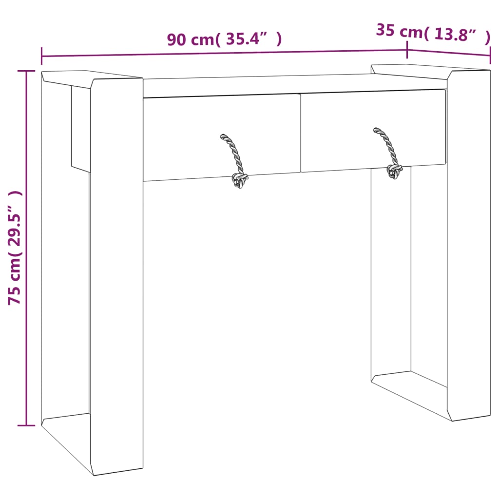 vidaXL Mesa consola 90x35x75 cm madeira de teca maciça