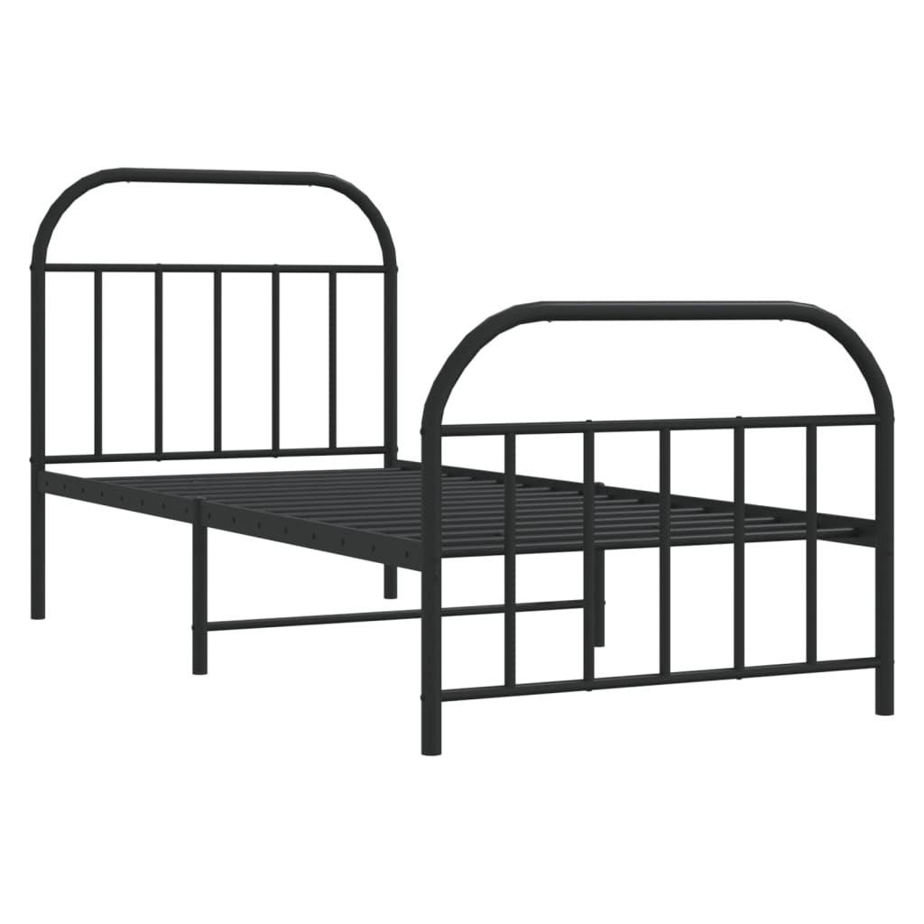 vidaXL Estrutura de cama com cabeceira e pés 90x200 cm metal preto