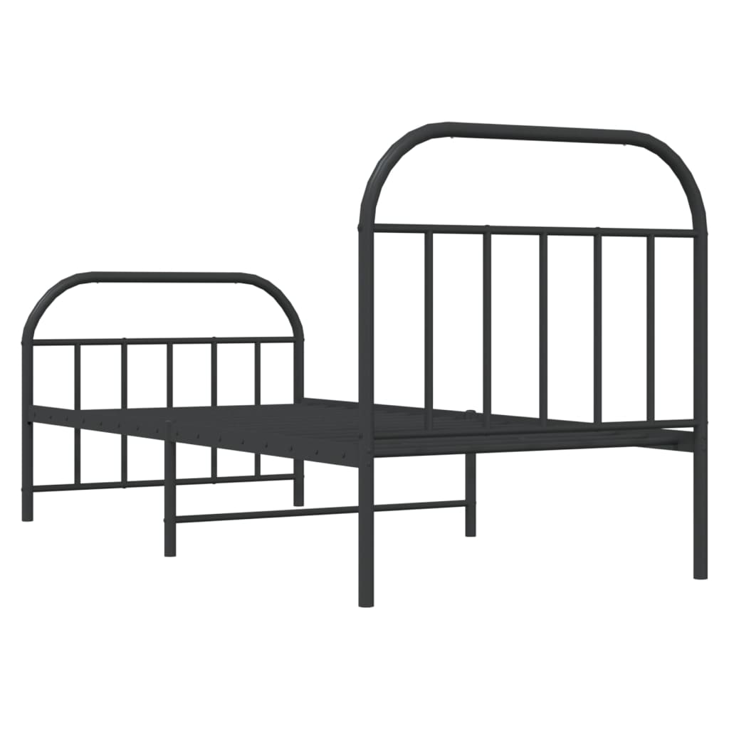 vidaXL Estrutura de cama com cabeceira e pés 90x200 cm metal preto