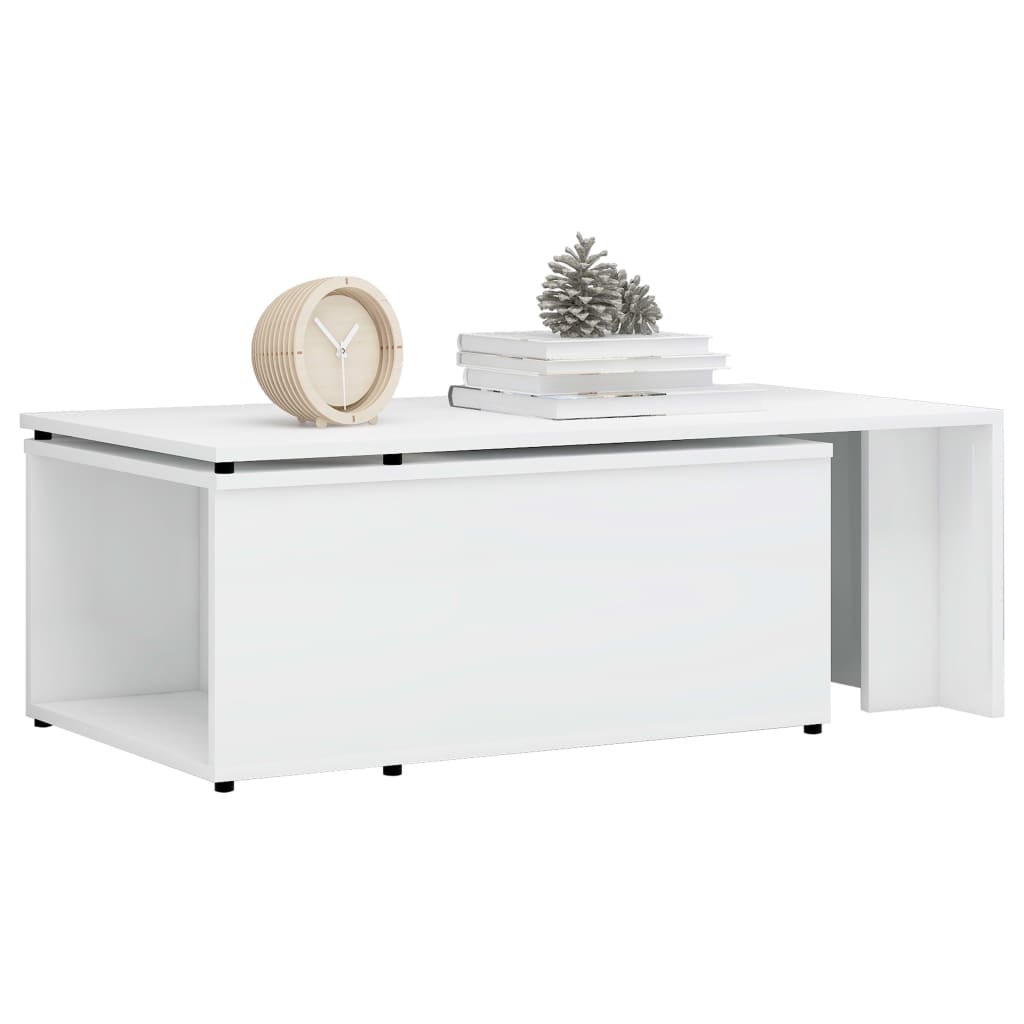 vidaXL Mesa de centro 150x50x35 cm contraplacado branco brilhante