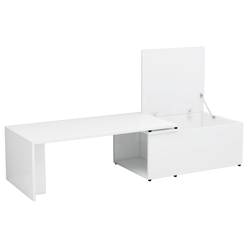 vidaXL Mesa de centro 150x50x35 cm contraplacado branco brilhante