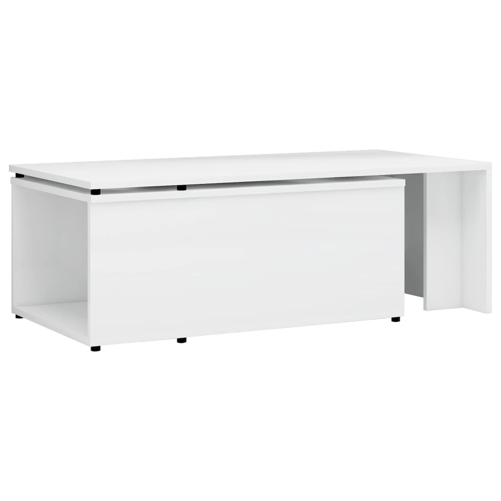 vidaXL Mesa de centro 150x50x35 cm contraplacado branco brilhante