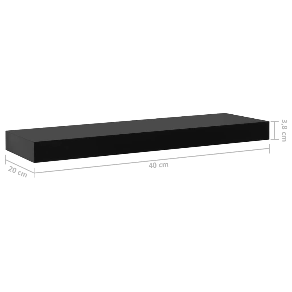 vidaXL Prateleiras de parede suspensas 2 pcs 40x20x3,8 cm preto