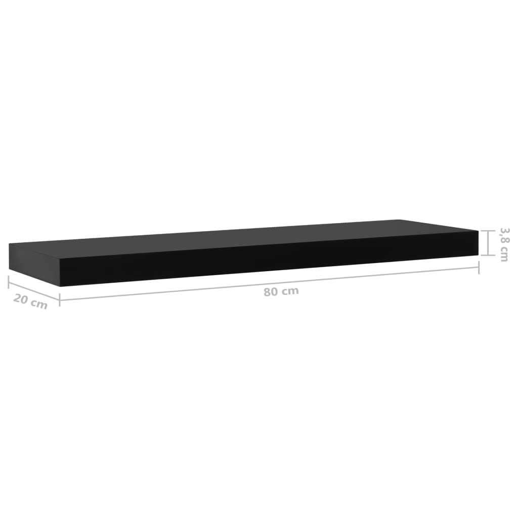 vidaXL Prateleiras de parede suspensas 2 pcs 80x20x3,8 cm preto