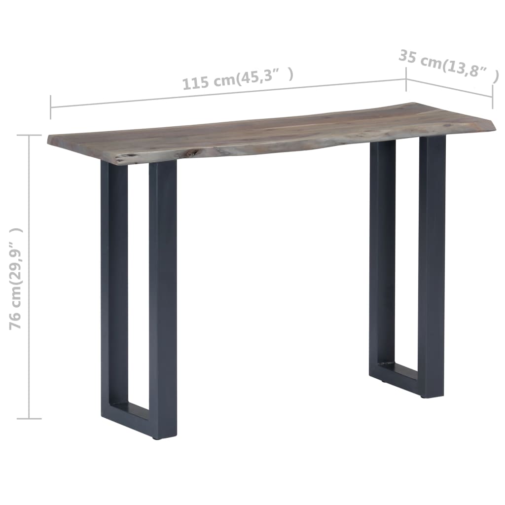 vidaXL Mesa consola 115x35x76 cm acácia maciça e ferro cinzento