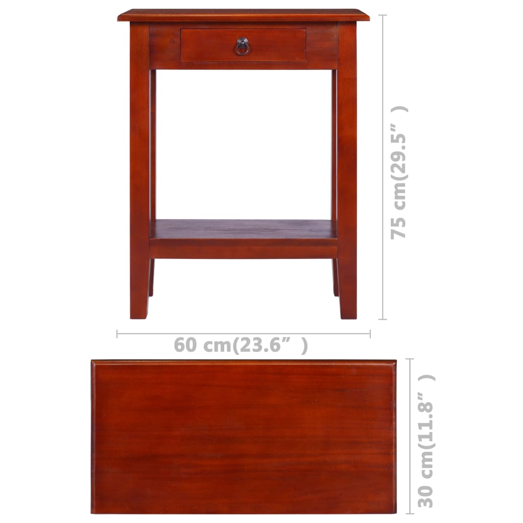 vidaXL Mesa consola 60x30x75 cm mogno maciço castanho clássico