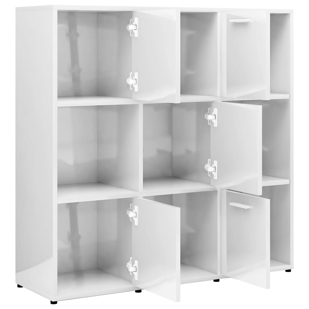 vidaXL Estante 90x30x90 cm contraplacado branco brilhante