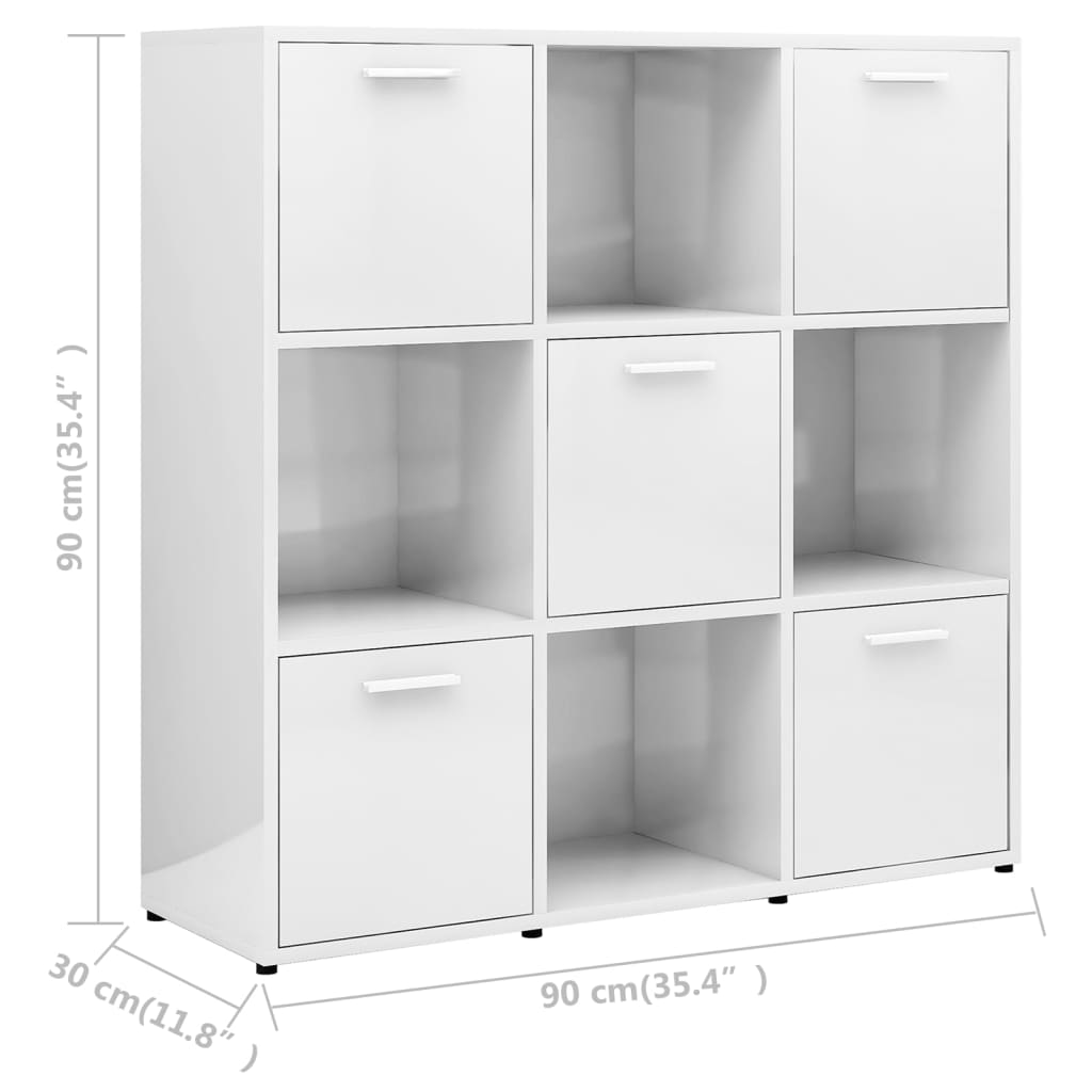 vidaXL Estante 90x30x90 cm contraplacado branco brilhante