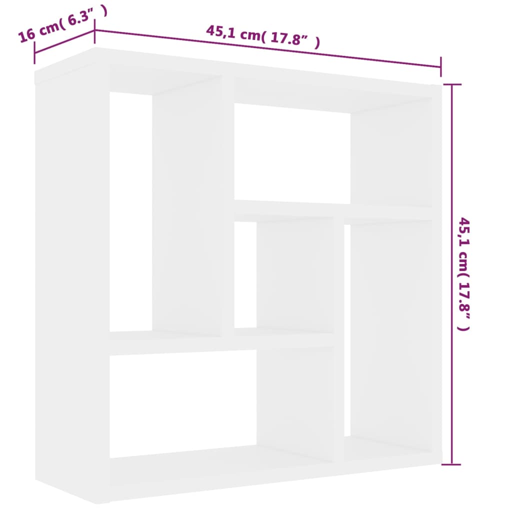 vidaXL Estante de parede 45,1x16x45,1 cm derivados de madeira branco