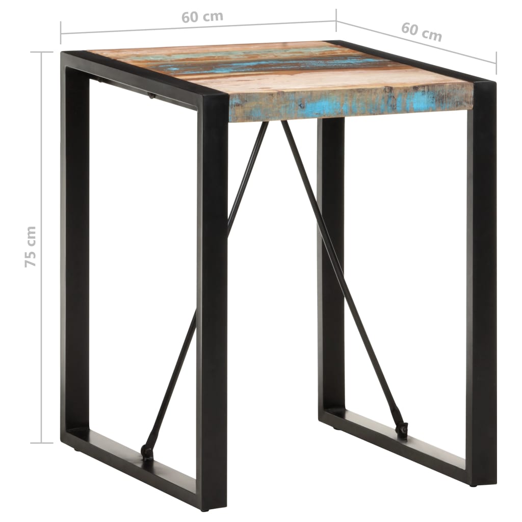 vidaXL Mesa de jantar 60x60x75 cm madeira recuperada maciça