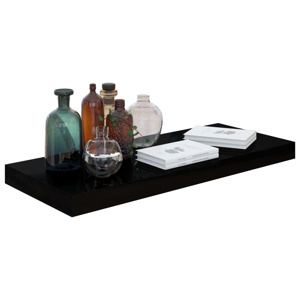 vidaXL Prateleira de parede suspensa 60x23,5x3,8 cm MDF preto