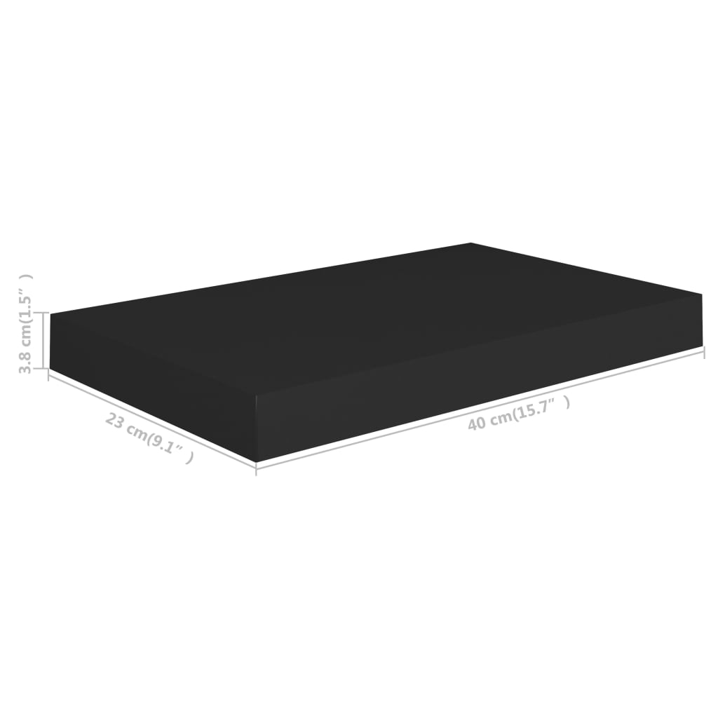 vidaXL Prateleira de parede suspensa 40x23x3,8 cm MDF preto