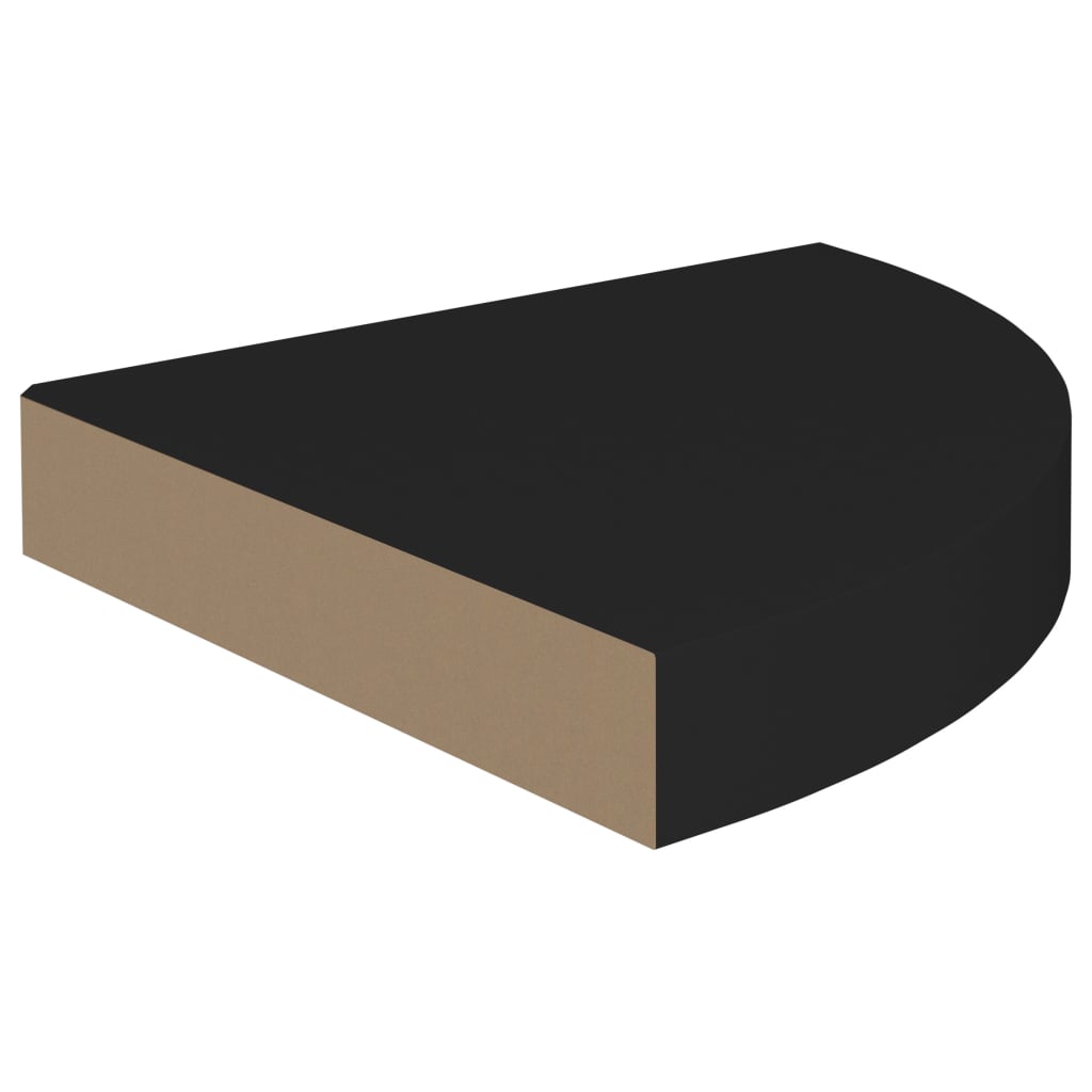 vidaXL Prateleira de canto suspensa 25x25x3,8 cm MDF preto