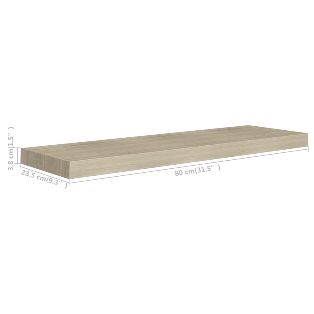 vidaXL Prateleiras parede suspensas 4 pcs 80x23,5x3,8cm MDF carvalho