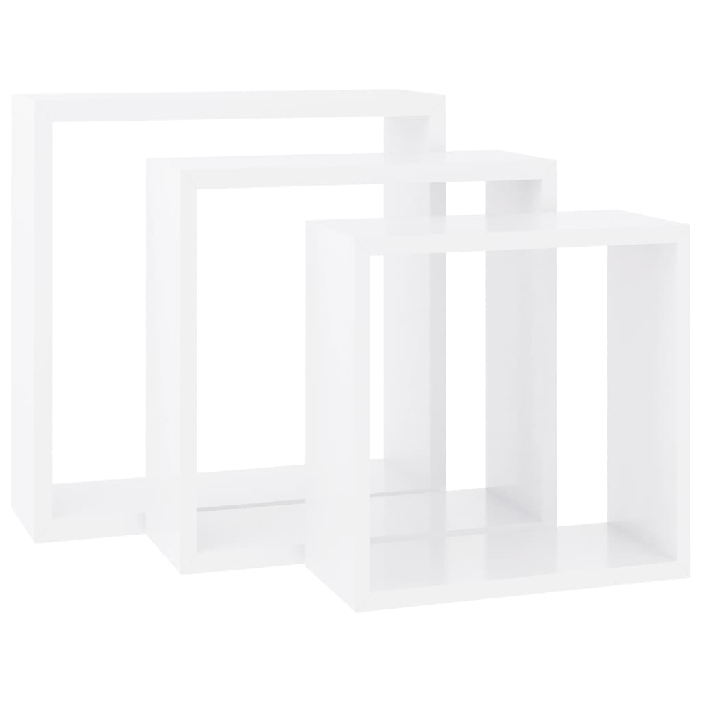 vidaXL Prateleiras de parede em forma de cubo 3 pcs MDF branco