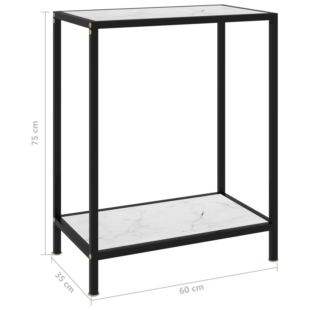 vidaXL Mesa consola 60x35x75 cm vidro temperado branco